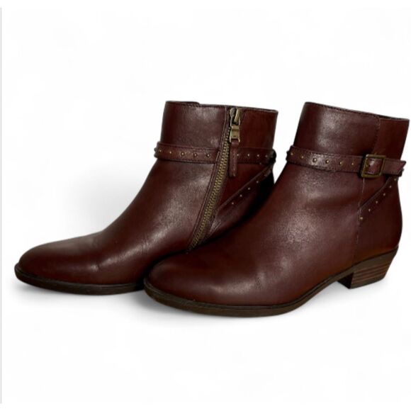 Lauren Ralph Lauren "Shaw" Chocolate Brown Leather Ankle Boots with Studs size 6 - Picture 1 of 10